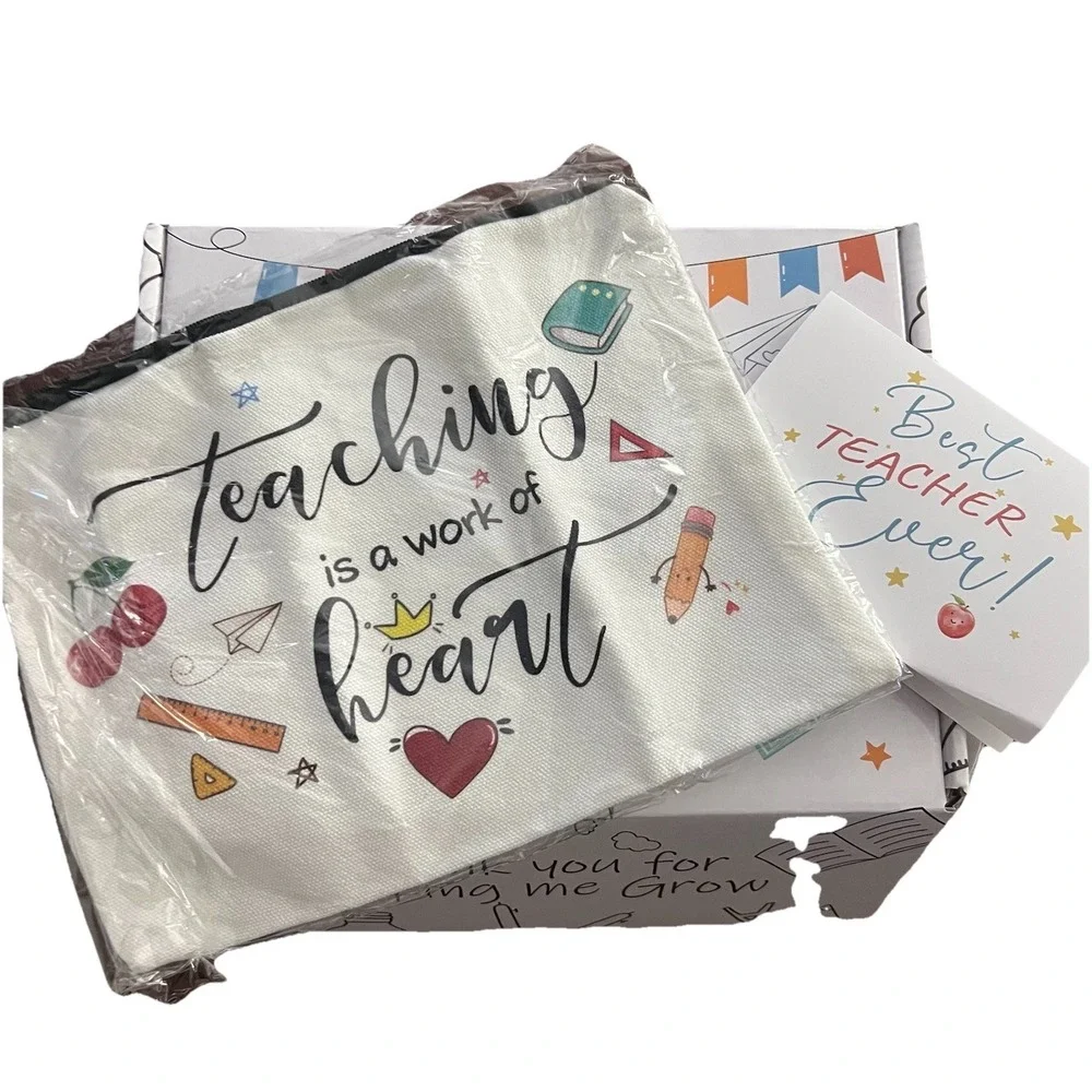 Best Teacher Ever Appreciation Box Of Gifts Tumbler Pen Candle Cards Pouch Heart